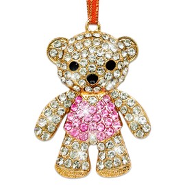 HEYINSHEN Bear Christmas Ornaments Crystal Bear Ornament for Christmas Tree Decor Rhinestones Pink Christmas Bear Ornaments for Girls Kids Woman Mom Bear Lovers Gifts Holiday Decorations Party