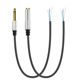 YACSEJAO 1/4 Inch 6.35 mm Male Female Plug to Bare Wire, TRS Jack Adapter to Bare Wire Open End Audio Cable for Microphone Speaker (0.5 m / 1.6 ft)