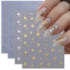 TailaiMei Star Nail Stickers, 3D Gold Sliver Star Self-Adhesive Nail