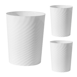 UUJOLY Plastic Small Trash Can Wastebasket, Garbage Container Basket for Bathrooms, Laundry Room, Kitchens, Offices, Kids Rooms, Dorms, 1.8 Gallon, White, 3 Pack