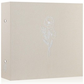 Lanpn 12x12 inch Scrapbook Photo Album, Linen Cover Archival Acid Free Top Load 3 Ring Binder Folder Photo Book 12 x 12 with 30 Plastic Sleeves 60 Pages (Beige)
