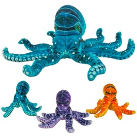 YOHAKI Octopus Stuffed Animal, 11''Marine Printed Octopus Plush Toys with 3 Baby, Soft Washable Toy Stuffed Marine Animal for Home Decor, Idea Gift for Kids Boys Girls Christmas Birthday Gifts (Blue)