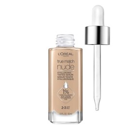 L'Oreal Paris, True Match Nude Hyaluronic Tinted Serum - Base con ácido hialurónico al 1%, Ligero 2-3, 1 fl. oz.