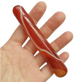 Manekieko Natural Carnelian Crystal Jade Gua Sha Handmade SPA Massage Wand for Acupuncture Therapy Stick Point Treatment,Scraping Facial Massage Tools