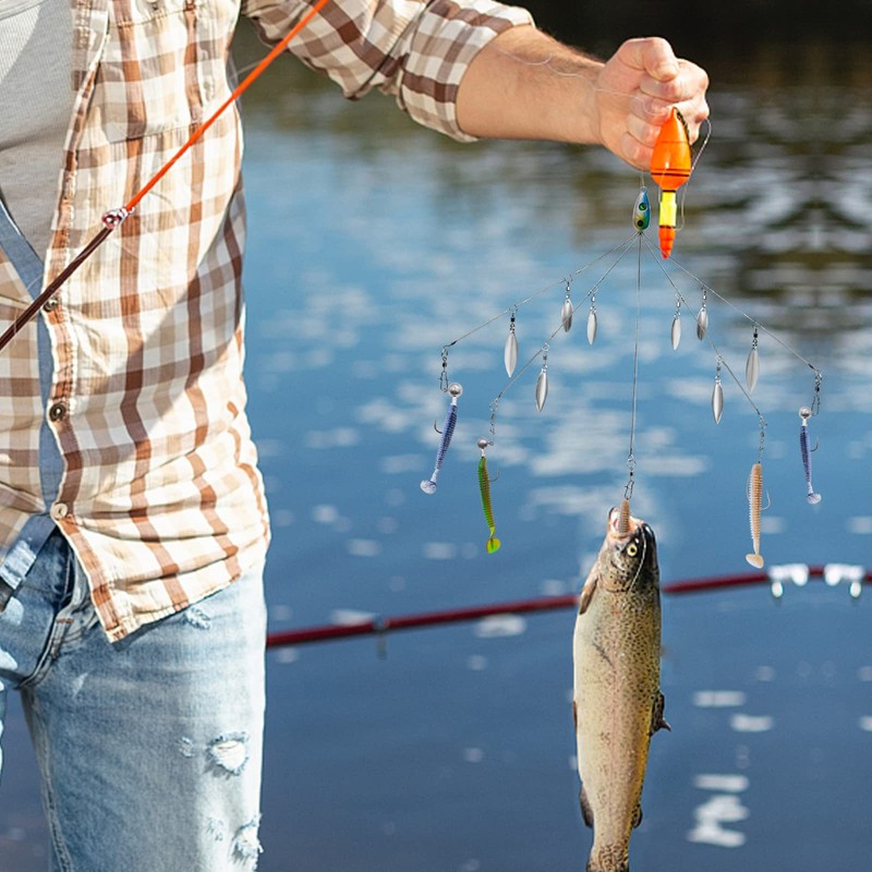 2 Pcs Alabama Rigs, 5 Arm Umbrella Rig Swimbait with