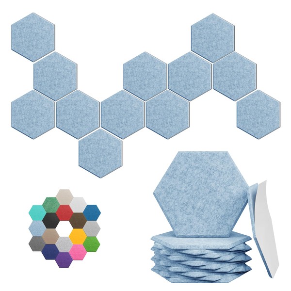 Hexagonal Acoustic Panels-12 Pack High-Density Sound Absorbing Panels 12"X10"X0.4" for