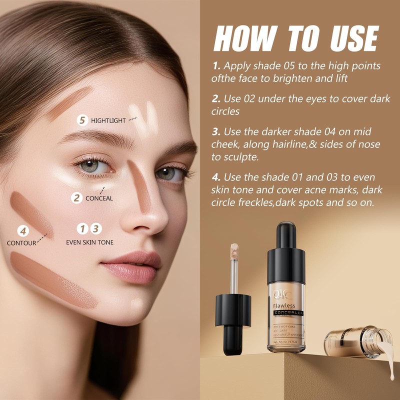 2Pcs Liquid Concealer Makeup, Eye Concealer, Full Coverage Concealer For