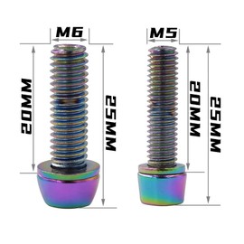 6pcs Bicycle Stem Screw M5 M6 Road Bike Stem Bolt Set (Black)