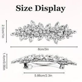 Pack of 2 Rhinestone Hair Clips, Sparkly Bridal Hair Accessories, Silver, Vintage Hair Clip, Silver, Sparkling Hair Pins, Wedding for Women and Girls, Evening Party, Wedding, Daily Use