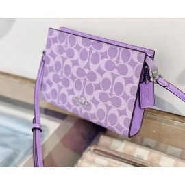 Coach NWT Coach Slim Crossbody Bag In Signature Canvas Purple Iris Silver CBM46