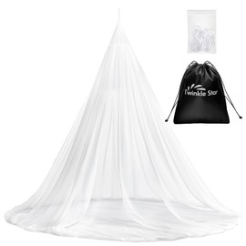 Twinkle Star Mosquito Net Travel with Travel Bag and Hanging Rope, Opening Design Mosquito Net, 2.2 m High, 12 m Circumference, Double Bed, Single Bed, Outdoor Mosquito Net for Travel, Camping, Picnics