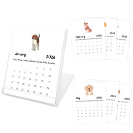 Desk Calendar 2026, 12-Month School Year Calendar, Puppy Monthly Desktop Calendar, Small Desk Calendar 2026 for Home Office Table Desk Decoration, Gifts for Friends Coworkers-01