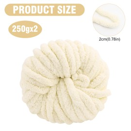 Chunky Wool Yarn 250g × 2, Knitting Wool Yarn Coarse Yarn Multi-Colored Knitting Yarn for Crochet, 2cm Soft Chunky Yarn for Yarn Projects Making Handmade Bags Hats Blankets Pillow Cushion Cat Bed