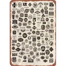 METAL SIGN - 1954 American Railroad Logos and Heralds - Vintage Rusty Look