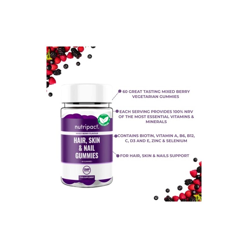 Hair Skin & Nails Gummies – Biotin Gummies with Zinc