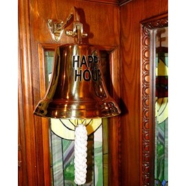 The King's Bay Happy Hour Nautical Solid Brass Bell Big bar Decor Man cave Home Tavern Pub