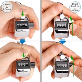 White Deer Hand Tally Counter 4 Digit Number Dual Clicker Golf Handy Convenient (Black)