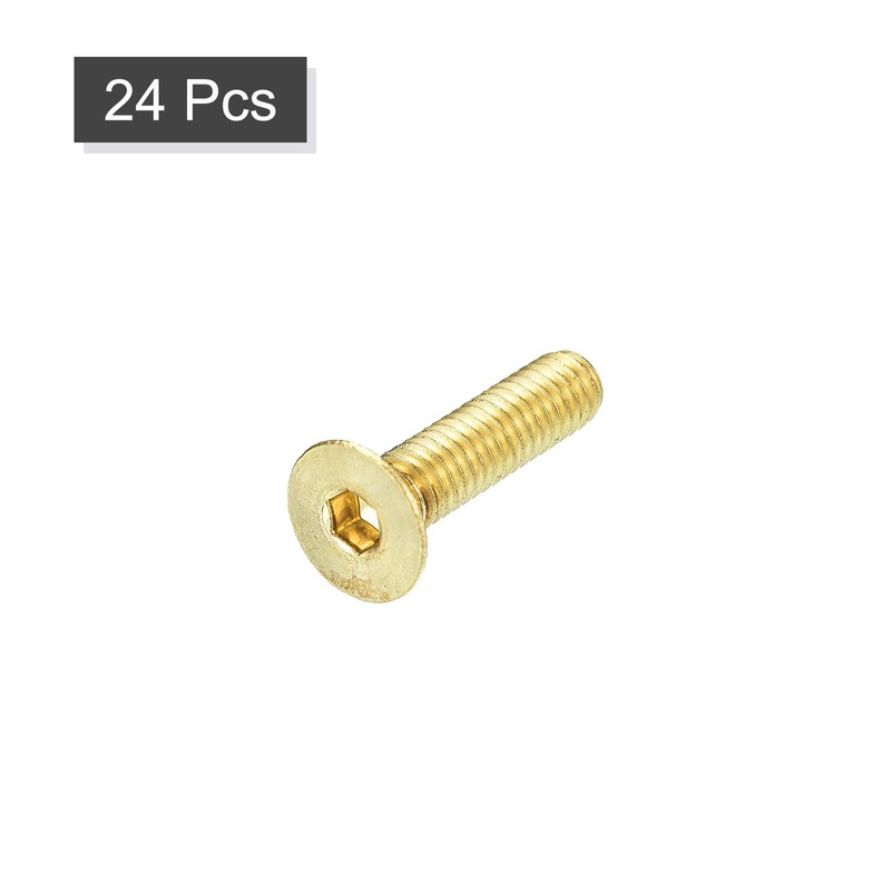 uxcell Flat Head Socket Cap Screws, M4-0.7 x 16mm Brass
