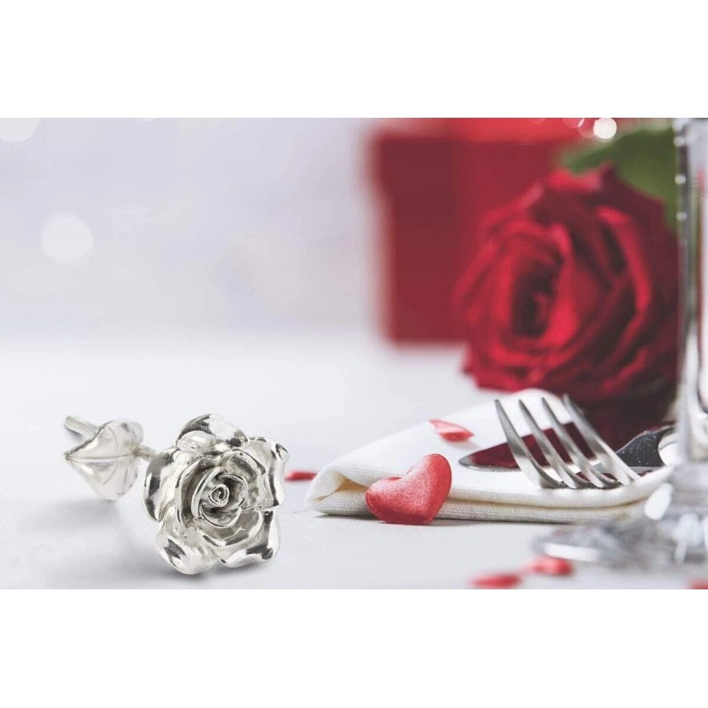 BESZONE Solid Pure Tin Rose 10Th Anniversary Gift Handcrafted Sculpture