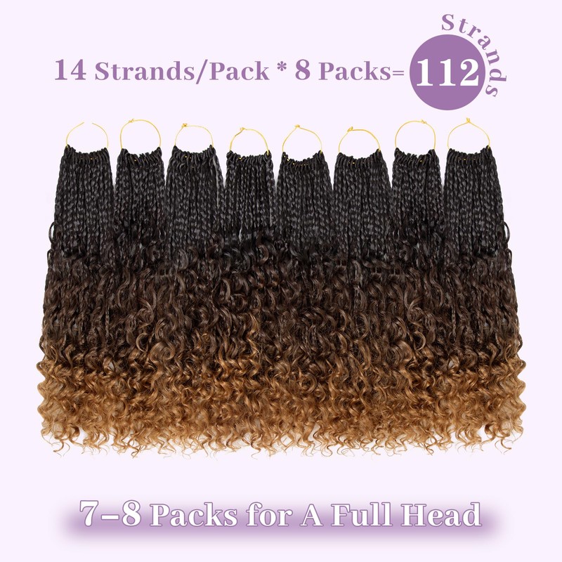 Goddess Box Braids Crochet Hair, 14 Inch Boho Crochet Box