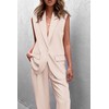 PRETTYGARDEN Womens 2 Piece Blazer Suits V Neck Sleeveless Vest