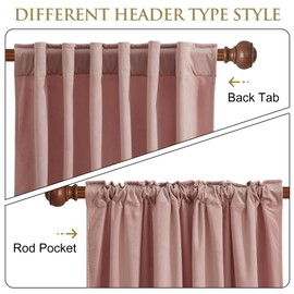 StangH Pink Velvet Curtains 96 inches Long for Living Room, Dusty Pink Baby Girls Bedroom Window Decor Thermal Insulated Back Tab Drape for Dining Room, W52 x L96 inches, 1 Panel