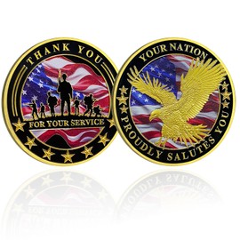 CHURYUML Military Challenge Coin Veteran Coins Thank You for Your Service Military Gifts for Men Women Navy Army Veterans Day Gift