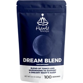 HYBRID HERBS Dream Blend 10X Strength – High Potency Sleep Supplement with Organic Reishi Mushroom, Reishi Spores, Chaga & He Shou Wu – 10:1 Extract for Deep Restful Sleep – 100 Servings (100g)