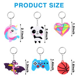 Hazms 58Pcs Video Game Party Favors for Kids Keychains Cartoon Key Chains Donut Unicorn Keychains Bulk for Kids Glow in The Dark Keychains for Backpacks Classroom Prizes Birthday Party Favor Supplies