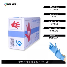 Cobalt Guante Mediano Nitrilo Sin Polvo 1 Caja/100 Pzas