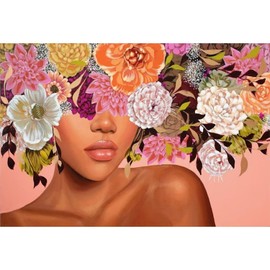 UNIQUORS Painting by Numbers Adults Flowers, Oil Painting Abstract Colourful Woman, Paint by Numbers Kids, Painting Modern with 3 Brushes and Acrylic Paints for Children (without Frame) 50 x 40 cm