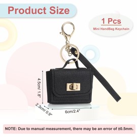 PATIKIL Mini Handbag Keychain, Cute Coin Purse Keychain PU Leather Backpack Purse Key Chain Little Earbud Bag Keychains for Women Mini Card Data Cable Organizer, Black