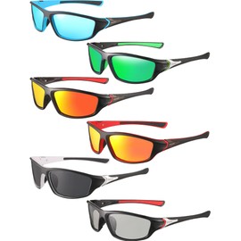 Frienda 6 Pack Polarized Sport Sunglasses for Men Multipack Sunglasses Pack Fit over Sunglasses Lot Set Mens Sport Fishing Sunglasses (Cute Colors)