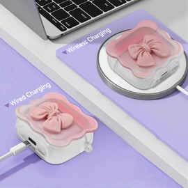 Cute AirPods 4 Case for Girls Women with 3D Bow – Clear Soft TPU Protective Cover with Keychain & Ring, Compatible with AirPods 4th Generation 2024 with ANC, Kawaii Compact Case for Women & Teens