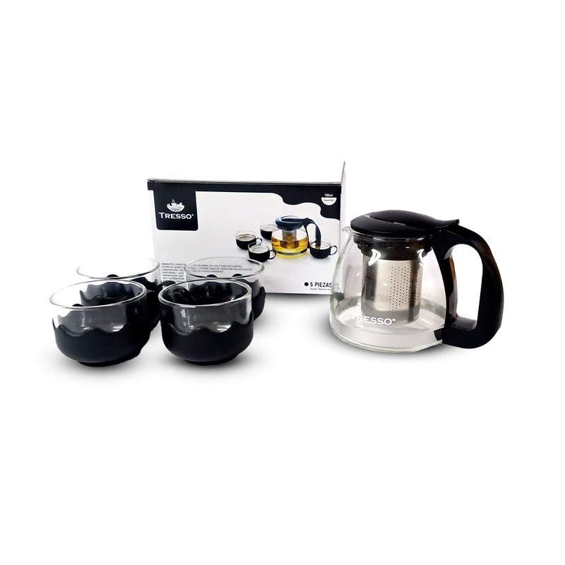 TRESSO Set de tetera de cristal de 700 ml con