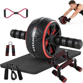 Rodillo de Abdominales Conjunto de 7 Piezas,Ab Roller Wheel Exercise Equipment for Core Workout,Máquina para Abdominales con Accesorios para Rodillera