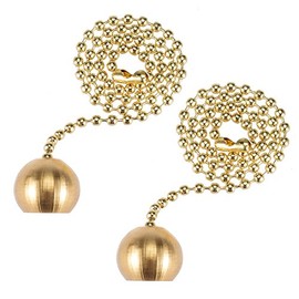 sourcing map 12 inch Brass Pull Chain Extension Ornaments Decorative Ball Pendant for Ceiling Fan Light Pack of 2