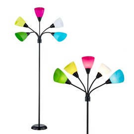 Modern Floor Lamp, Floor Lamps for Living Room, Multi Head Tall Floor Lamp, Adjustable Gooseneck Standing Lamp, Lamps for Bedroom Office Dining Room, Black (LED Bulbs Included)