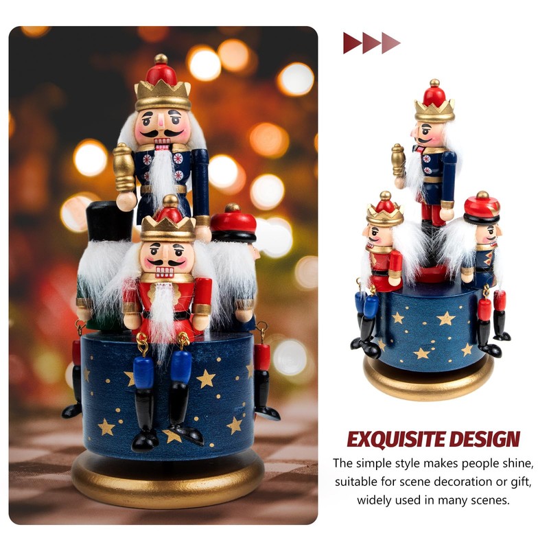 Cabilock Nutcracker Music Box 3 Wooden Nutcracker Soldier Toy Christmas