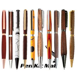 PEN KIT MALL - SLIMLINE PEN KITS - 10 PACK ASSORTED FINISHES - GOLD SILVER SATIN SILVER GUNMETAL CHROME COPPER SILVER GOLD BLACK ENAMEL ETC