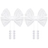 3" White Pearl Tassel Hair Bow Clips for Flower Girls