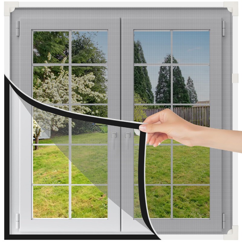 MEKOTRIN Magnetic Window Screen with Frame, Adjustable DIY Fly Screen