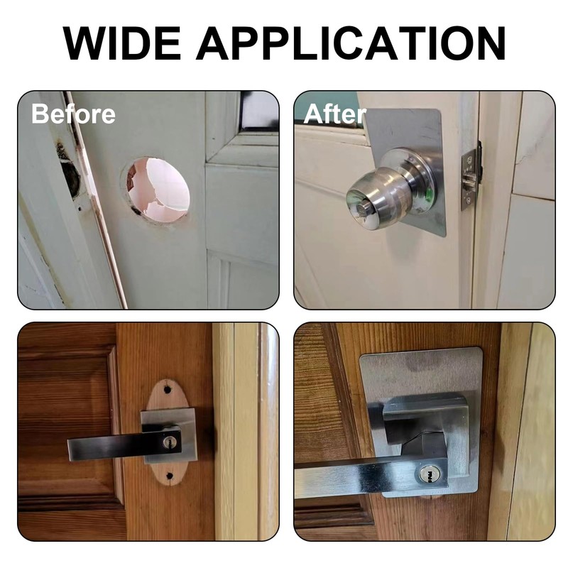 8Pack Door Knob/Deadbolt Reinforcement Plate Matte Black, Door Lock Fixing