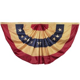 ANLEY Vintage Style US National Pleated Fan Flag, 3x6 Ft American Bunting Flags Patriotic Stars & Stripes - Sharp Color Fade Resistant Canvas Header and Brass Grommets - United States 3 x 6 Ft Fan Banner
