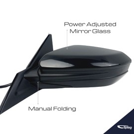 Spieg Driver Side Mirror for 2016-2021 Honda Civic EX EX-L EX-T Power Adjustment Heated Glass Manual Folding Paint to Match 5 Pins Left HO1320284