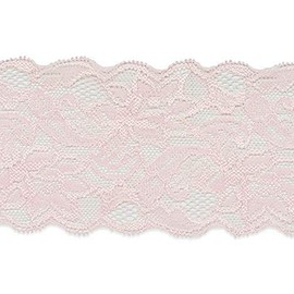 Trims by the Yard 5 Yards of Breanne 3 1/4" Stretch Raschel Lace Trim, Light Pink