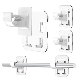 Detachable Adhesive Curtain Rod Holder-20LB, No Drill Curtain Rod Brackets