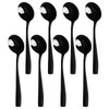 Dehouse 16-Piece Black Soup Spoons - Round Spoon, 7.3 Inch