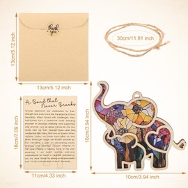 lasuroa Friendship Elephant Ornament with Story Card, Elephant Ornament for Women Cute Flower Pattern Friends Sisterhood Friendship Gifts for Women (Style 2)