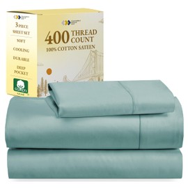 California Design Den Twin Sheets Set - Soft 400 Thread Count Sateen, Natural 100% Cotton Sheets with Deep Pockets, Cooling and Durable Bedding Set - Teal